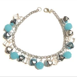 Silver Light Blue Bells Charm Bracelet